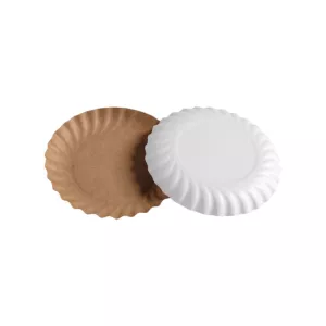 Assiette carton à entremet 9.5cm int. blanc ext. kraft